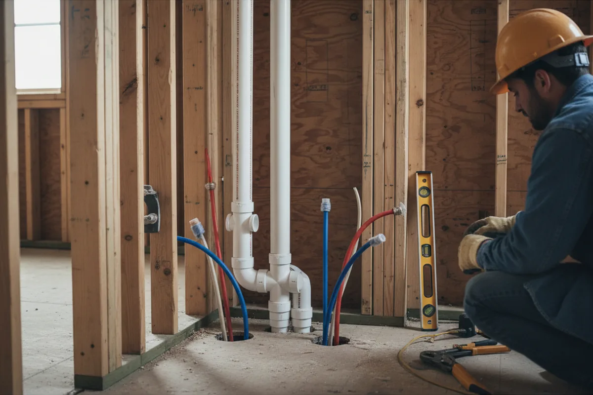 Drain and supply rough-in during Drain Cleaning in Tichnor