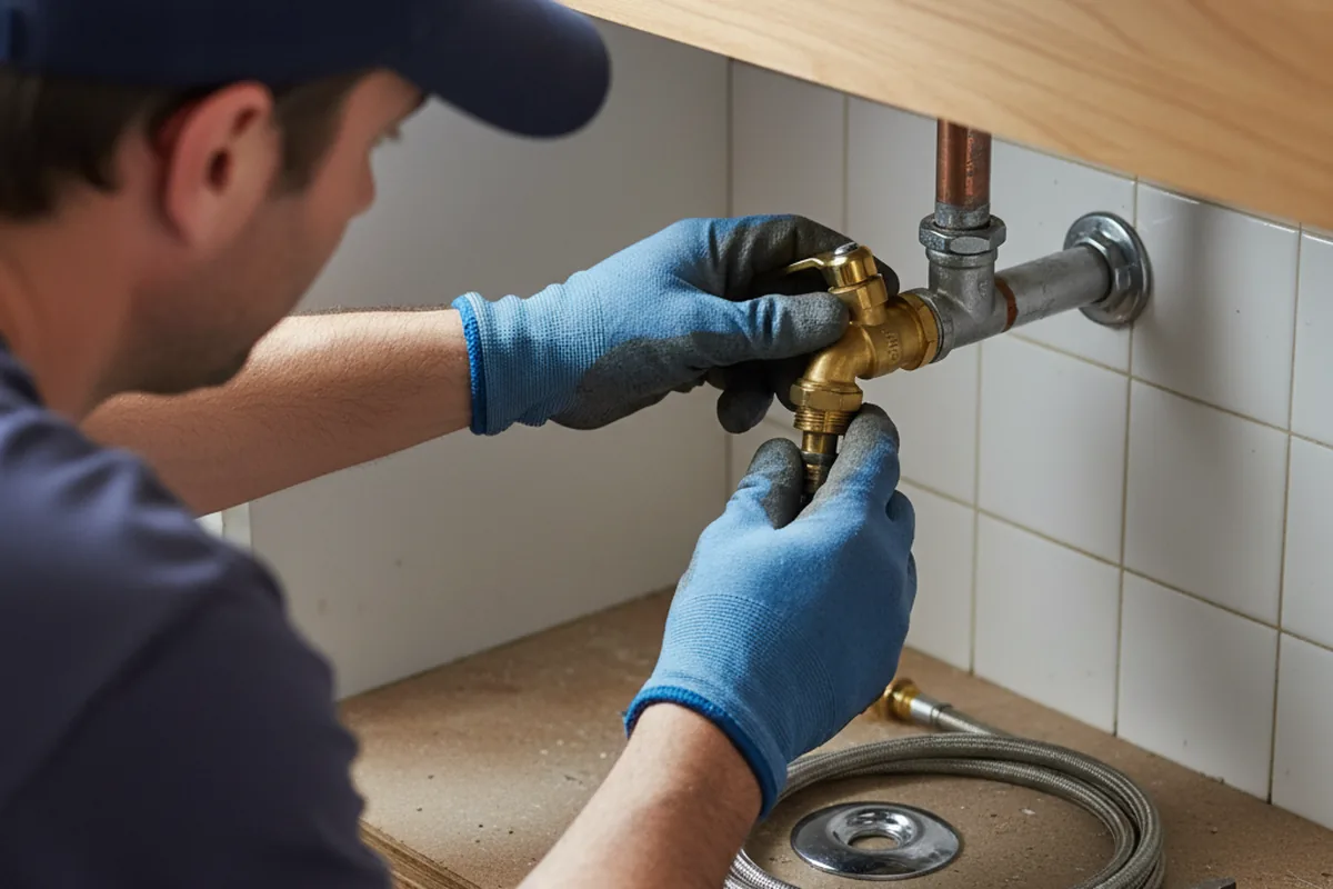 Shutoff valve and fitting work during Faucet and Fixture Repair in Tichnor